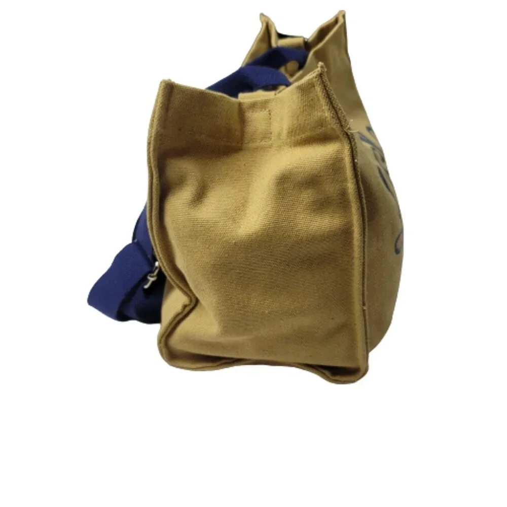 Listicle Canvas Crossbody Tote Bag Tan Adjustable Strap